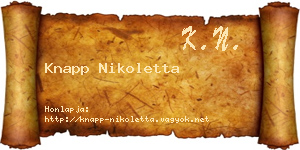 Knapp Nikoletta névjegykártya